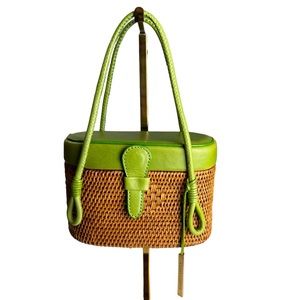 Elliot Lucca Straw Woven Handbag Green